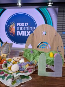 FOX 17 Morning Mix set with a nature table display